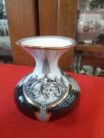 Hollóháza Jurcsák László porcelain small vase. 10.5 Cm.