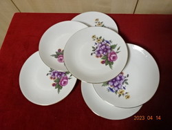 KAHLA  német porcelán kistányér, öt darab, egyben eladó ibolya mintás. Jókai.
