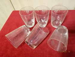 Szőlő mintás - maratott üveg, boros pohár, hat darab. Jókai.