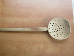Old large size 50 cm wooden filter spoon farmhouse decoration