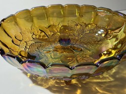 Iridescent oval glass bowl