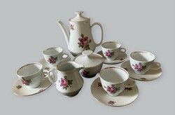 German rose porcelain rose coffee set, 5 persons, display case condition