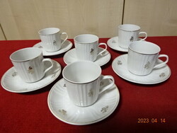 Ravenclaw porcelain coffee cup + saucer, with gold pattern, six pieces. Jokai.