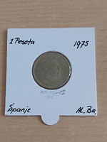 SPANYOL 1 PESETA 1966 (75) Alumínium-bronz, Gral. Francisco Franco PAPÍRTOKBAN