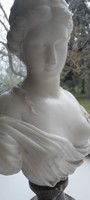 Female marble bust with alabaster base