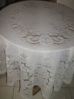 Beautiful openwork flower white filigree round lace tablecloth for marika113