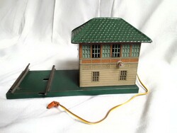 Antik Bing 1925 0-ás váró épület ház vasút modell állomás sín lemezjáték terepasztal kiegészítő