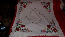 Beautiful antique Kalocsa patterned tablecloth 69 x 69 cm according to the pictures