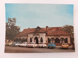 Régi képeslap 1981 retro fotó levelezőlap Balatonszárszó Véndiófa vendéglő autók