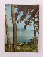 Régi képeslap 1970 fotó levelezőlap Balaton hajó tájkép