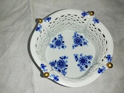 Wallendorf porcelán áttört kobalt kék asztalközép