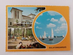 Régi képeslap retro fotó levelezőlap Balatonszárszó camping hajók étterem