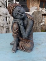 Ritka  Buddha 40cm kő szobor bronz ozott  feng shui Kültéri Fagyálló MűKő