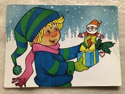 Régi grafikus Karácsonyi képeslap - grafika - Foky Ottóné                                     -6.