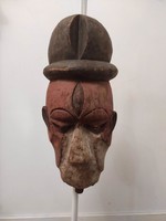 Antique Patinated Wooden Mask, Pende Tribe Congo, Damaged 906 Dob Dob 7272