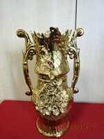 Román porcelán, aranyozott váza, magassága 34,5 cm. Jókai.