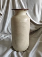 Henger alakú kávé és bézs mázas klasszikus retro kerámia váza Inke László és Márta hagyatékából