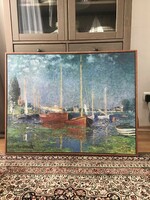 Régi IKEA keretezett vászon kép Claude Monet “Vörös hajók az Argenteuilben”