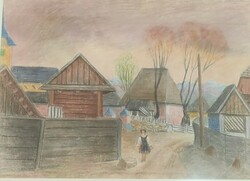 Klie Zoltán (1897-1992): Erdélyi falu (Kézdiszentlélek, 1942)