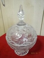 Kristály üveggömb, nagyméretű bonbonier, magassága 26 cm. Jókai.