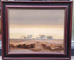 András Csikós (1947-2006): foggy landscape, 40x50 cm.