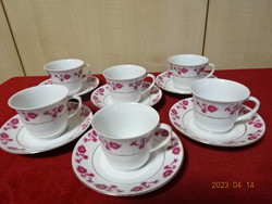 Kíínai porcelán kávéscsésze + alátét, hat darab egyben eladó. Jókai.