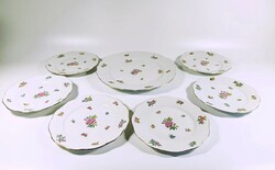 Herend, 6-person dessert set with Eton pattern (517; 1527), hand-painted porcelain flawless (j355)