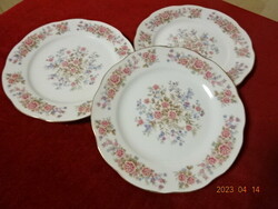 Kínai porcelán kistányér, három darab, apró rózsa mintás Jókai.