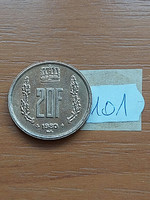 Luxembourg 20 francs 1980 Grand Duke John, aluminium-bronze 101.