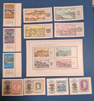 1971. 44th Stamp Exhibition, 100 years of the Hungarian stamp block and rows a/9/2