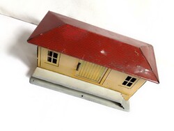 Antik régi JDN 0-ás vasút modell állomás poggyász raktár mellék épület terepasztal lemezjáték