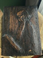 Régi judaika fából faragott fali kép