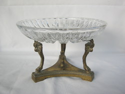 Art nouveau-style copper and glass centerpiece serving bowl