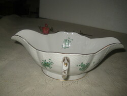 Herend, green Appony pattern, marked 1956, sauce bowl 24 x 17 x 9 cm
