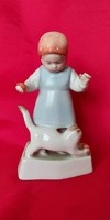 Sale!! Zsolnay little girl with a kitten 1. - Collector's item!