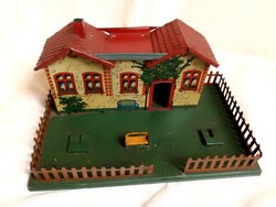 Antik régi Bing? épület ház kert 0-ás vasút vonat modell terepasztal kiegészítő lemezjáték