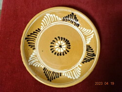 Glazed ceramic wall plate, hand painted, diameter 17.5 cm. Jokai.
