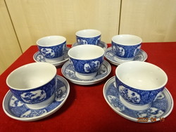 Kínai porcelán teáscsésze + alátét, hat darab egyben eladó. Jókai.