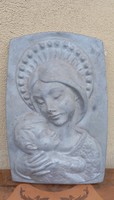 40 cm fém Madonna gyermekével relief Art Deco Alkudható!