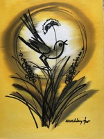 Izolda Macskássy silk, ink image: bird