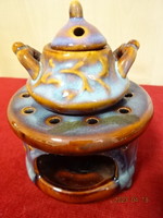Glazed ceramic vaporizer, hand painted, diameter 9 cm. Jokai.