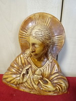Kerámia figura, Jézus mellszobra, szélessége 17 cm. Jókai.