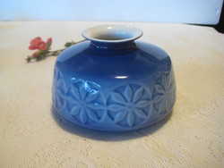 Zsolnay kék , retro  jelzett  mély  váza  13 x 7,5 cm  , MÉH  felirat az alján