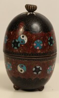 Japán Meiji rekeszzománc tojás formájú szelence 19. század vége