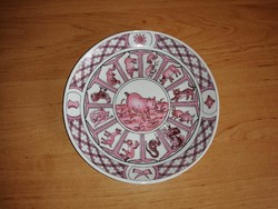 Kínai horoszkópos porcelán falitányér , átm. 15,5 cm (n)