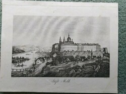 Melk, Austria. Original wood engraving ca. 1835