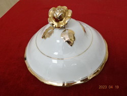 Top of an antique soup bowl with gilded decoration. Jokai.