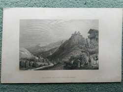 Klausen mit der kloster seben, Tirol. Original wood engraving ca. 1835