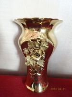 Román porcelán váza, aranyozott, magassága 17 cm. Jókai.