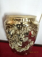 Romanian porcelain, gilded vase, with a beautiful rose pattern. Jokai.